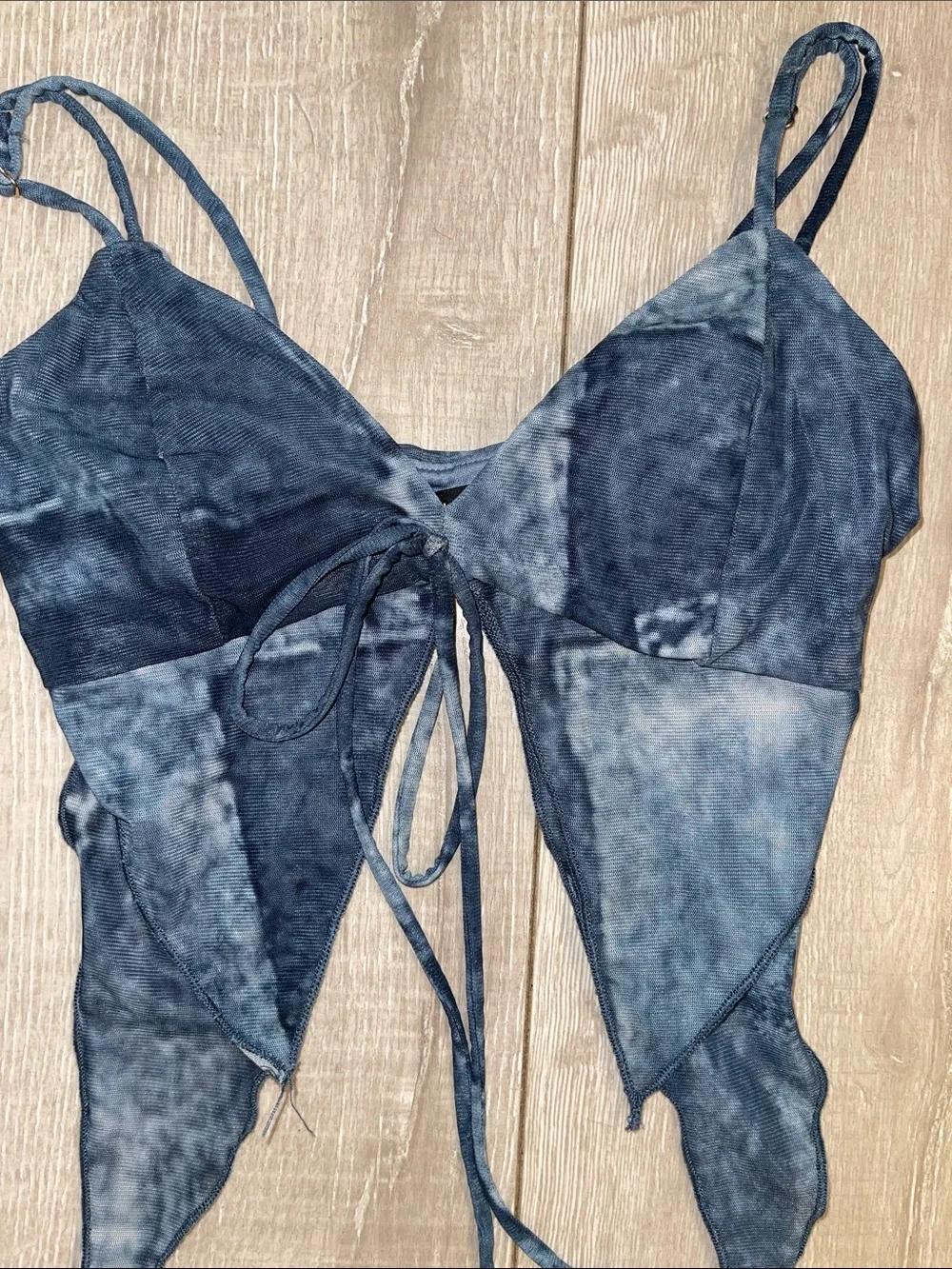 Blue denim Pattern Mini Skirt/Crop Set - XS- never worn!